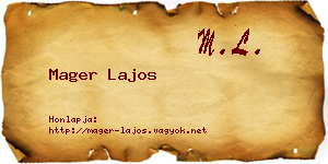 Mager Lajos névjegykártya